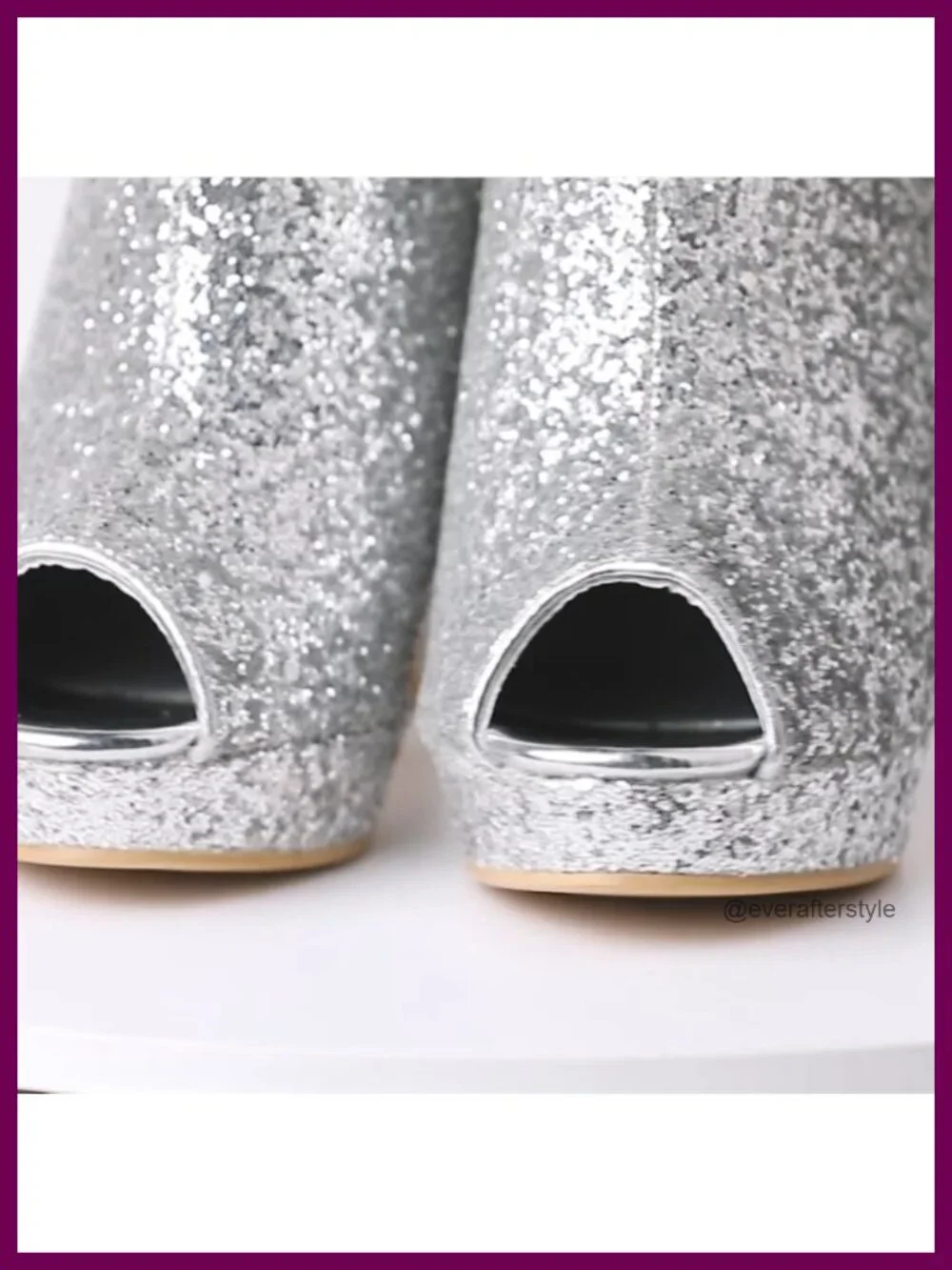 Glitter Platform Chunky Heeled Open Toe Ankle Boots with Zip Closure
